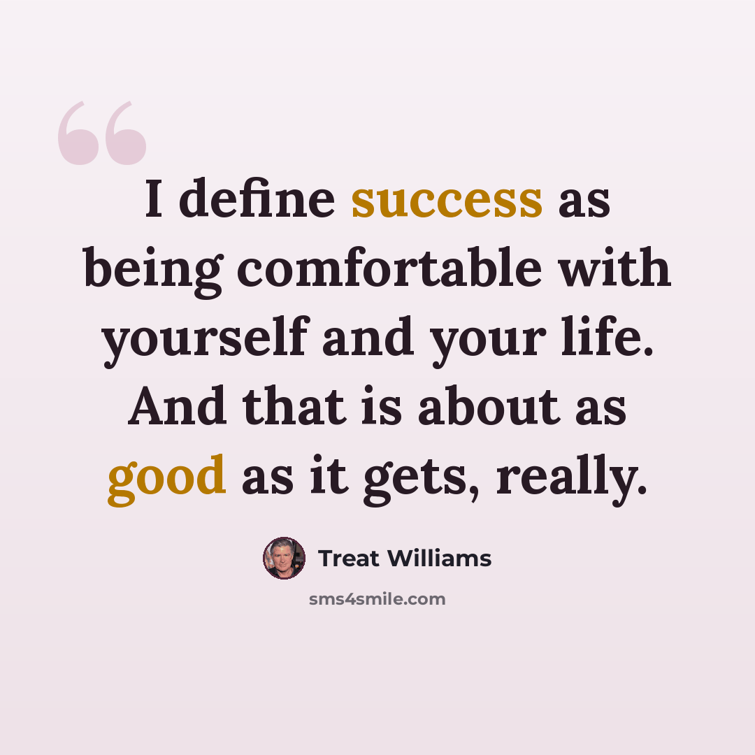 “I define success as being comfortable with yourself and your life. And that is about as good as it gets, really.” quote by Treat Williams