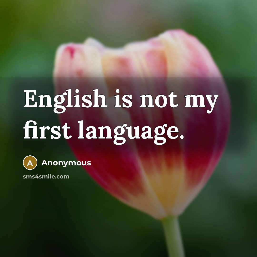 “English is not my first language.” quote by Anonymous