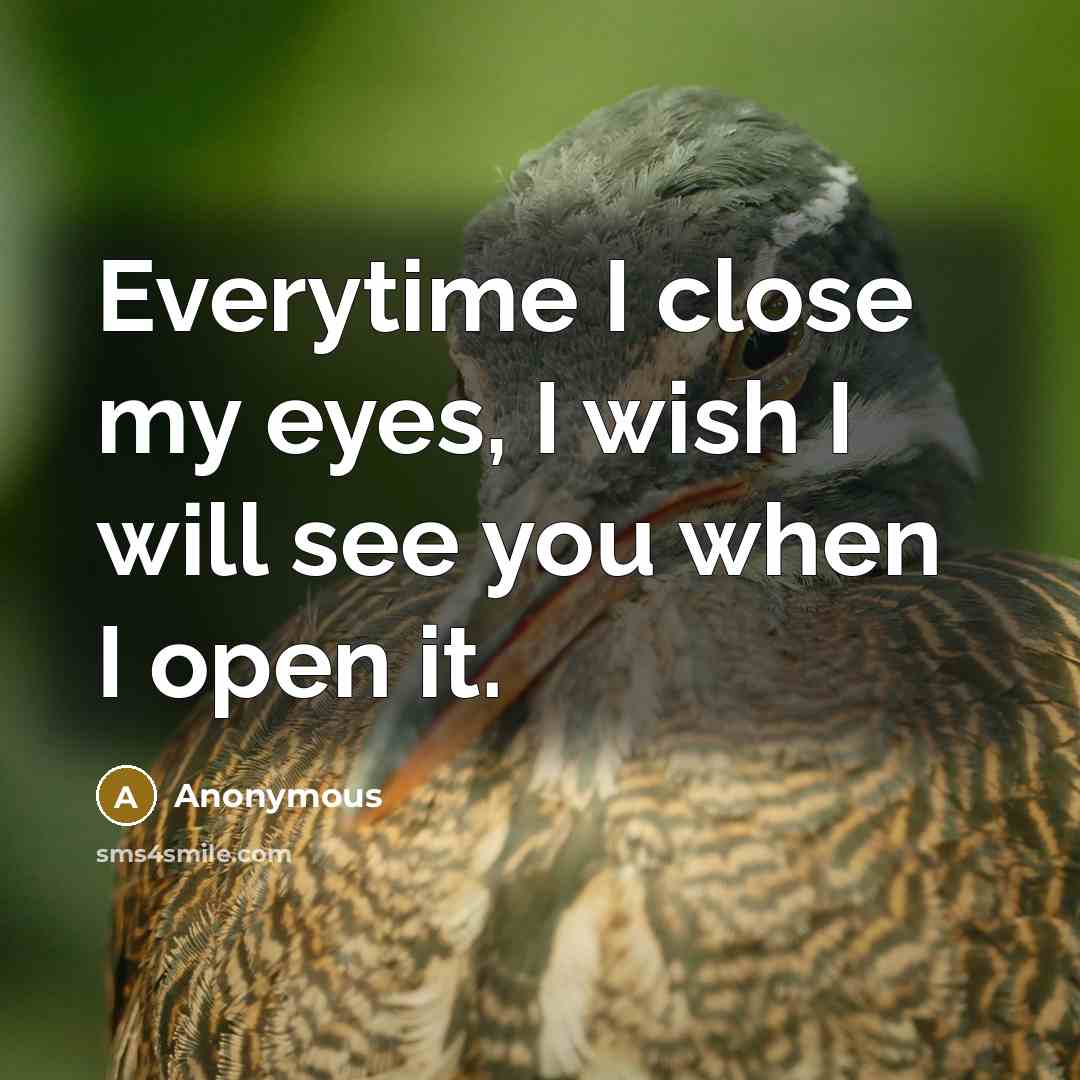 “Everytime I close my eyes, I wish I will see you when I open it.” quote by Anonymous