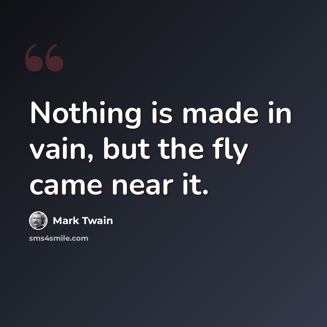 “Nothing is made in vain, but the fly came near it.” quote by Mark Twain