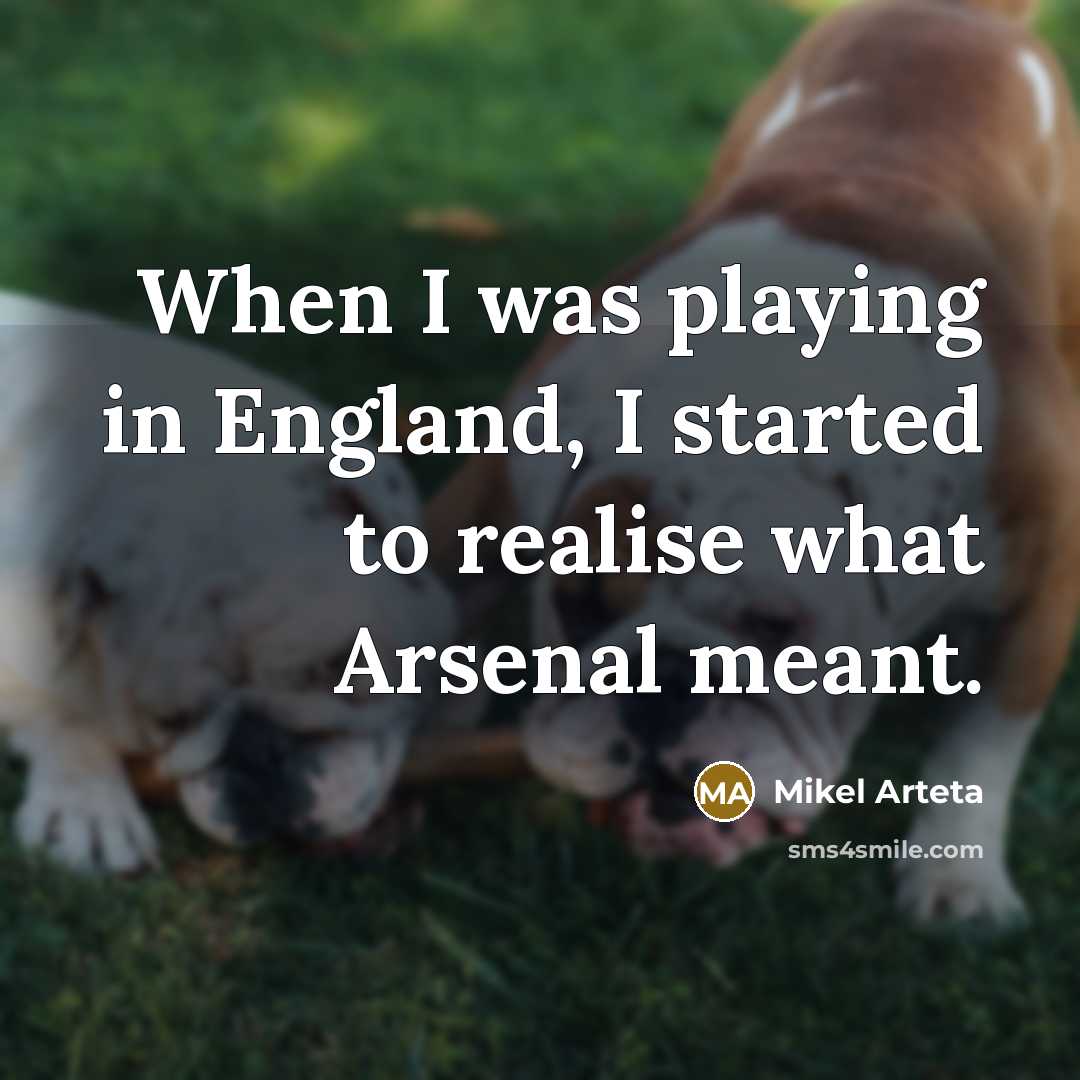 “When I was playing in England, I started to realise what Arsenal meant.” quote by Mikel Arteta