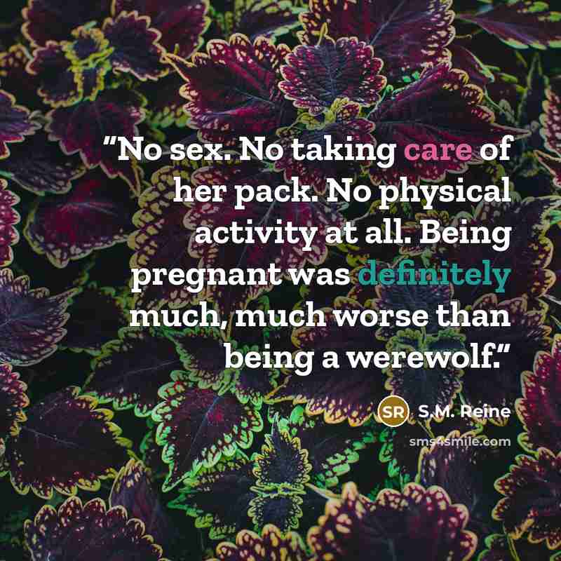 “No sex. No taking care of her pack. No physical activity at all. Being pregnant was definitely much, much worse than being a werewolf.” quote by S.M. Reine