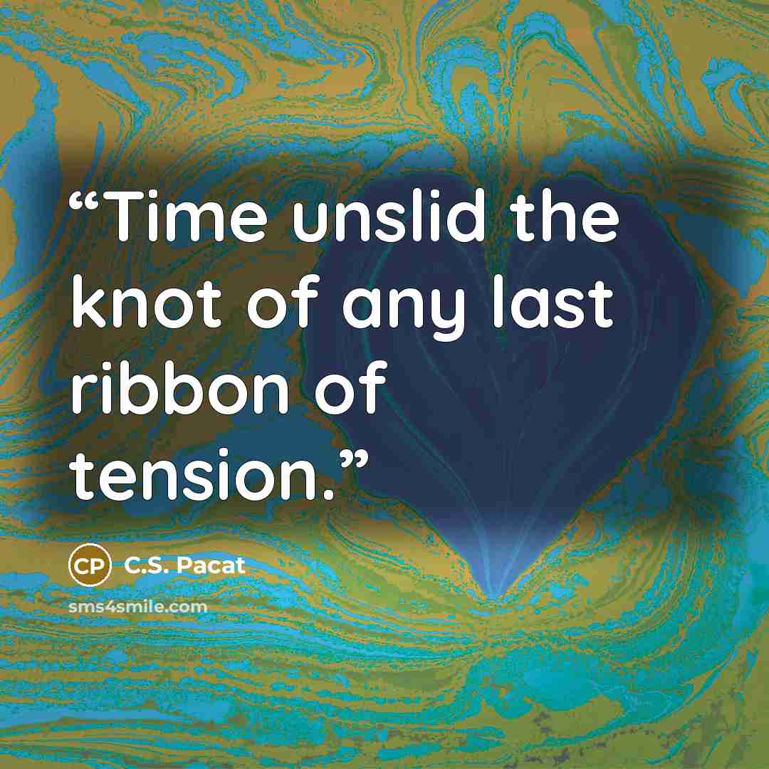 “Time unslid the knot of any last ribbon of tension.” quote by C.S. Pacat