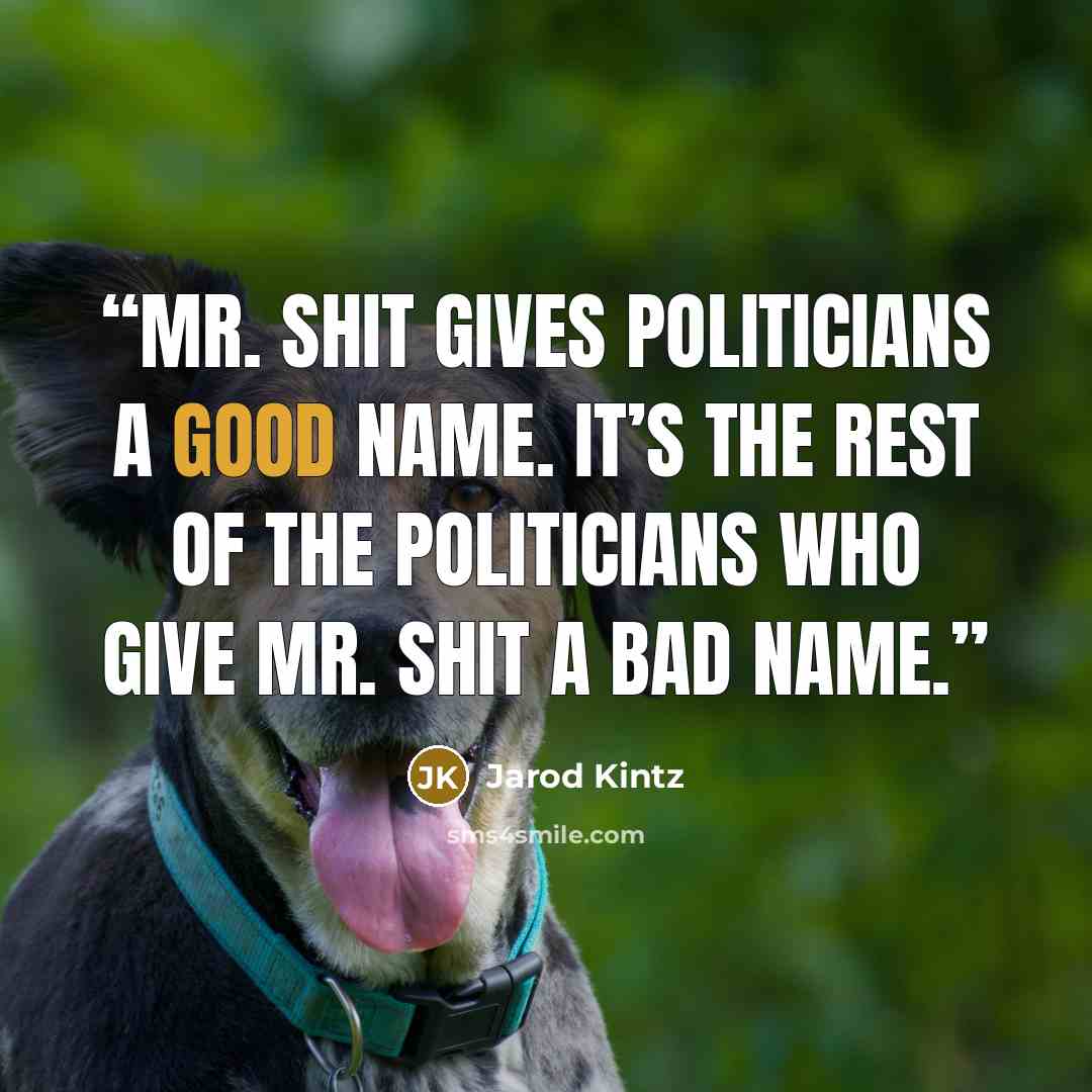 “Mr. Shit gives politicians a good name. It’s the rest of the politicians who give Mr. Shit a bad name.” quote by Jarod Kintz