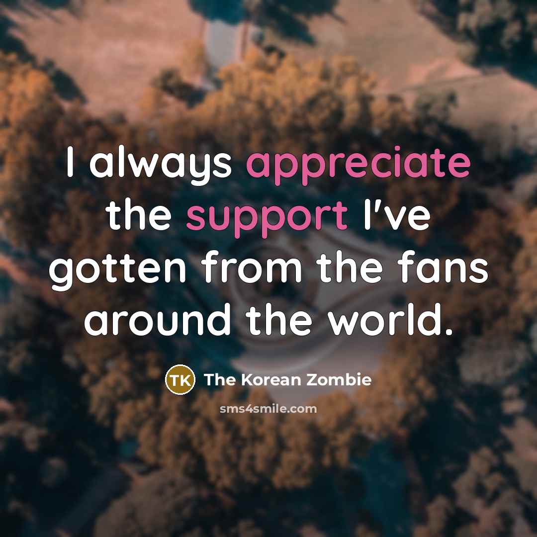 “I always appreciate the support I've gotten from the fans around the world.” quote by The Korean Zombie