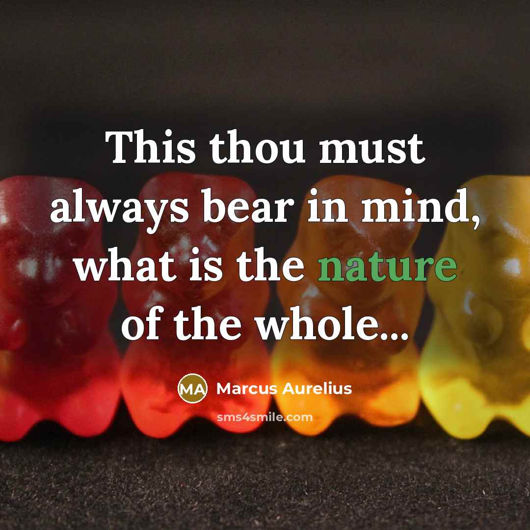 “This thou must always bear in mind, what is the nature of the whole...” quote by Marcus Aurelius