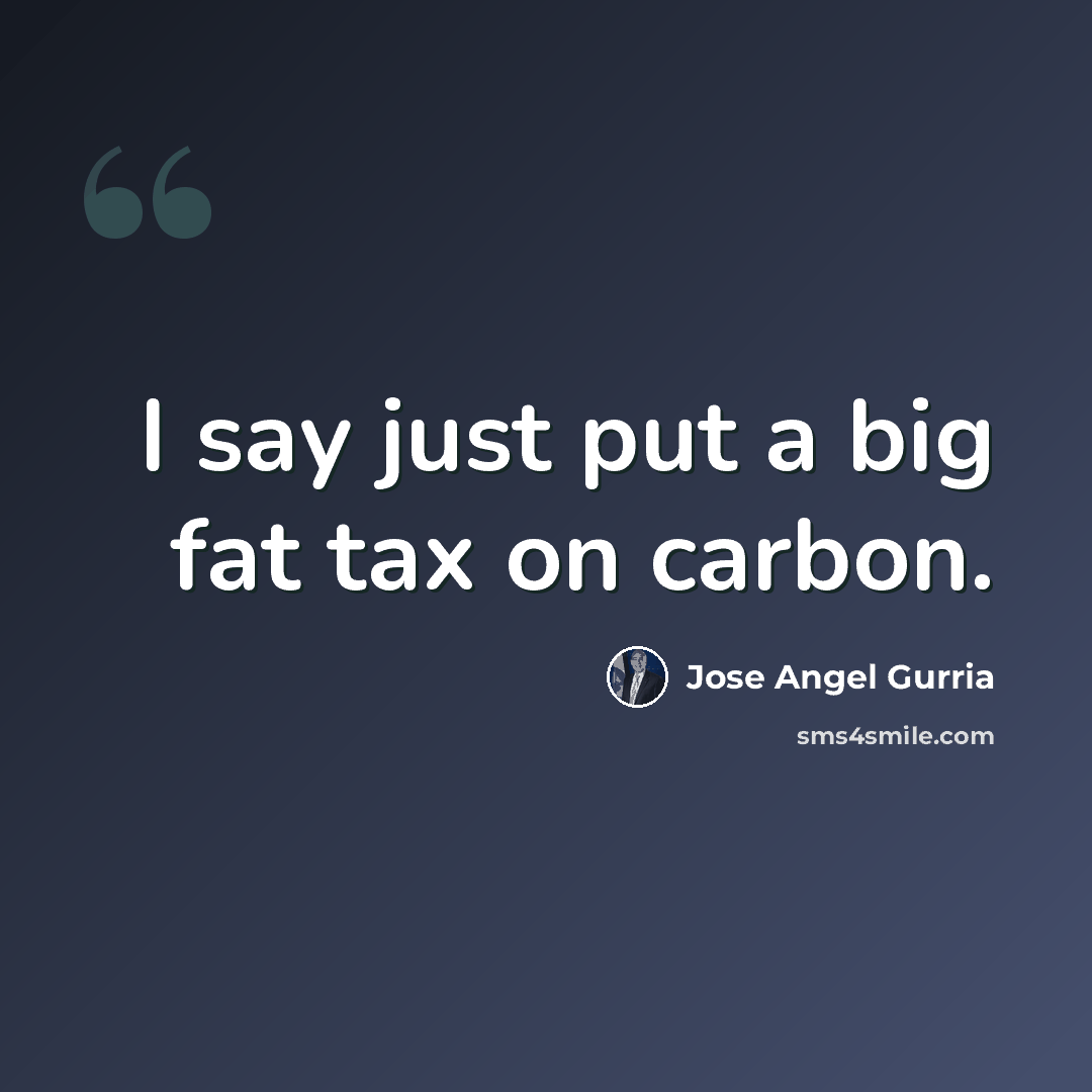 “I say just put a big fat tax on carbon.” quote by Jose Angel Gurria