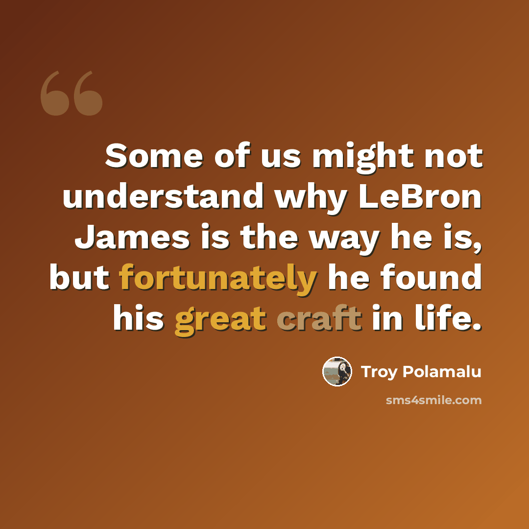 “Some of us might not understand why LeBron James is the way he is, but fortunately he found his great craft in life.” quote by Troy Polamalu