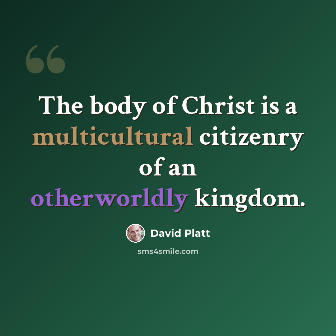 “The body of Christ is a multicultural citizenry of an otherworldly kingdom.” quote by David Platt