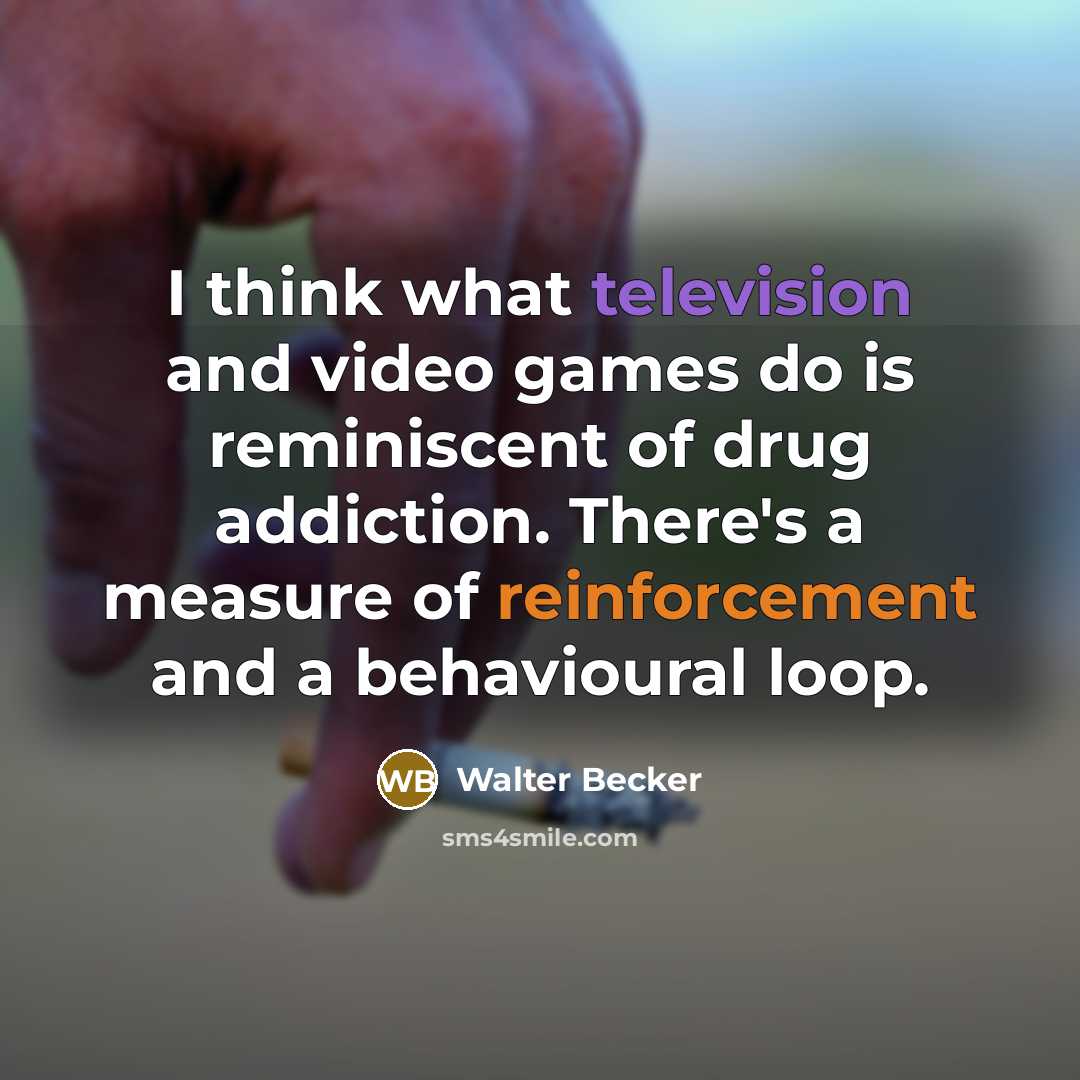 “I think what television and video games do is reminiscent of drug addiction. There's a measure of reinforcement and a behavioural loop.” quote by Walter Becker