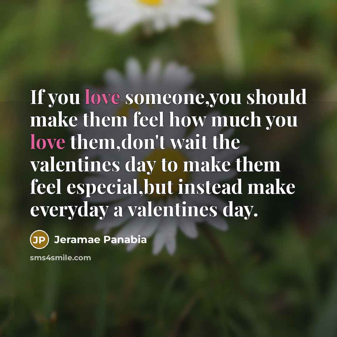 “If you love someone,you should make them feel how much you love them,don't wait the valentines day to make them feel especial,but instead make everyday a valentines day.” quote by Jeramae Panabia
