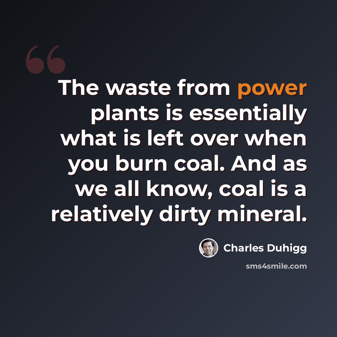 “The waste from power plants is essentially what is left over when you burn coal. And as we all know, coal is a relatively dirty mineral.” quote by Charles Duhigg