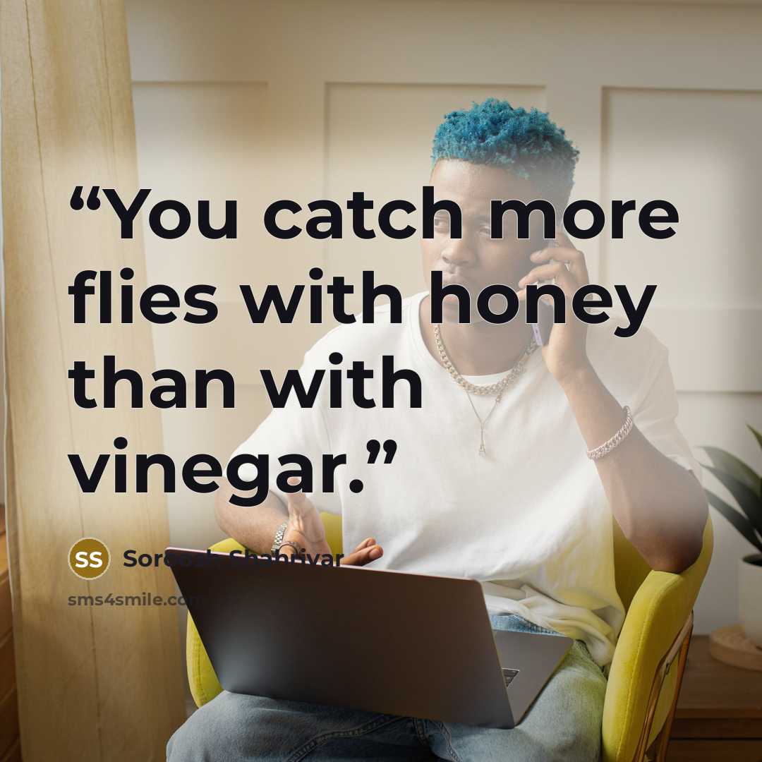 “You catch more flies with honey than with vinegar.” quote by Soroosh Shahrivar