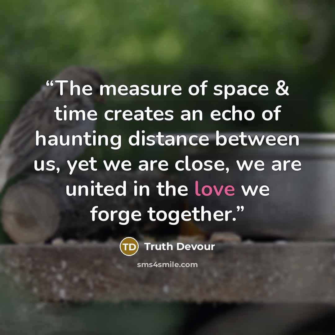 “The measure of space & time creates an echo of haunting distance between us, yet we are close, we are united in the love we forge together.” quote by Truth Devour