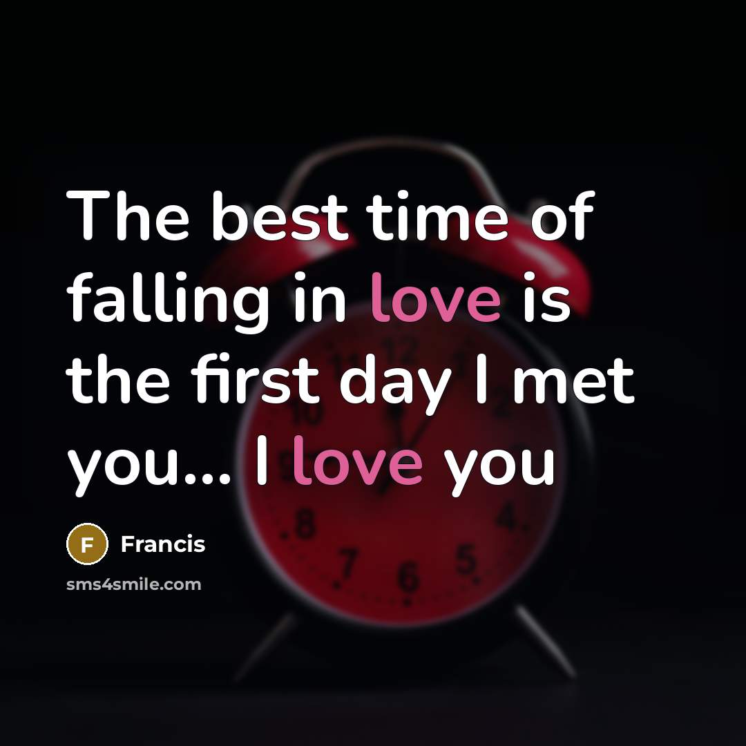 “The best time of falling in love is the first day I met you... I love you” quote by Francis