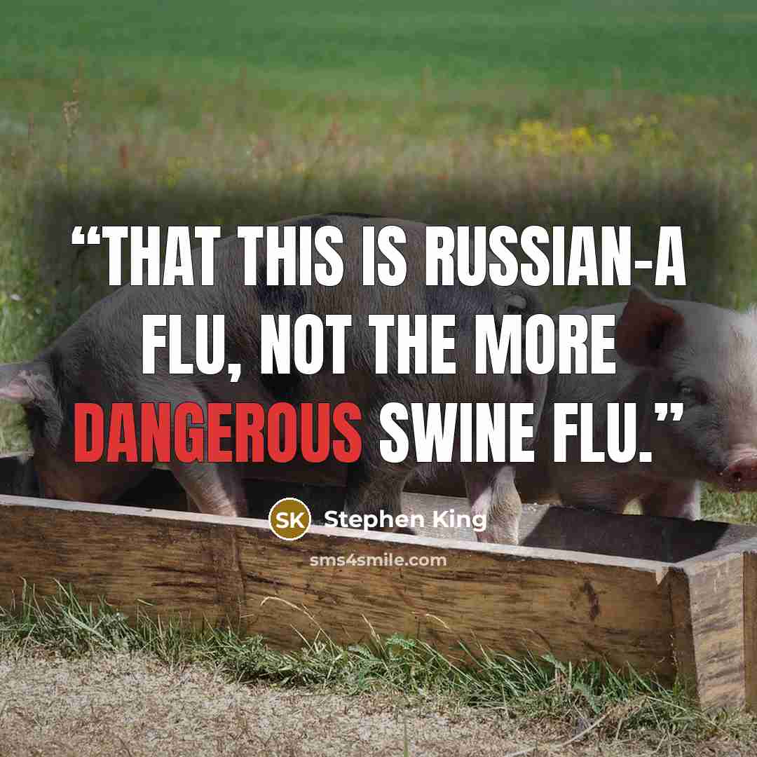 “that this is Russian-A flu, not the more dangerous Swine flu.” quote by Stephen King