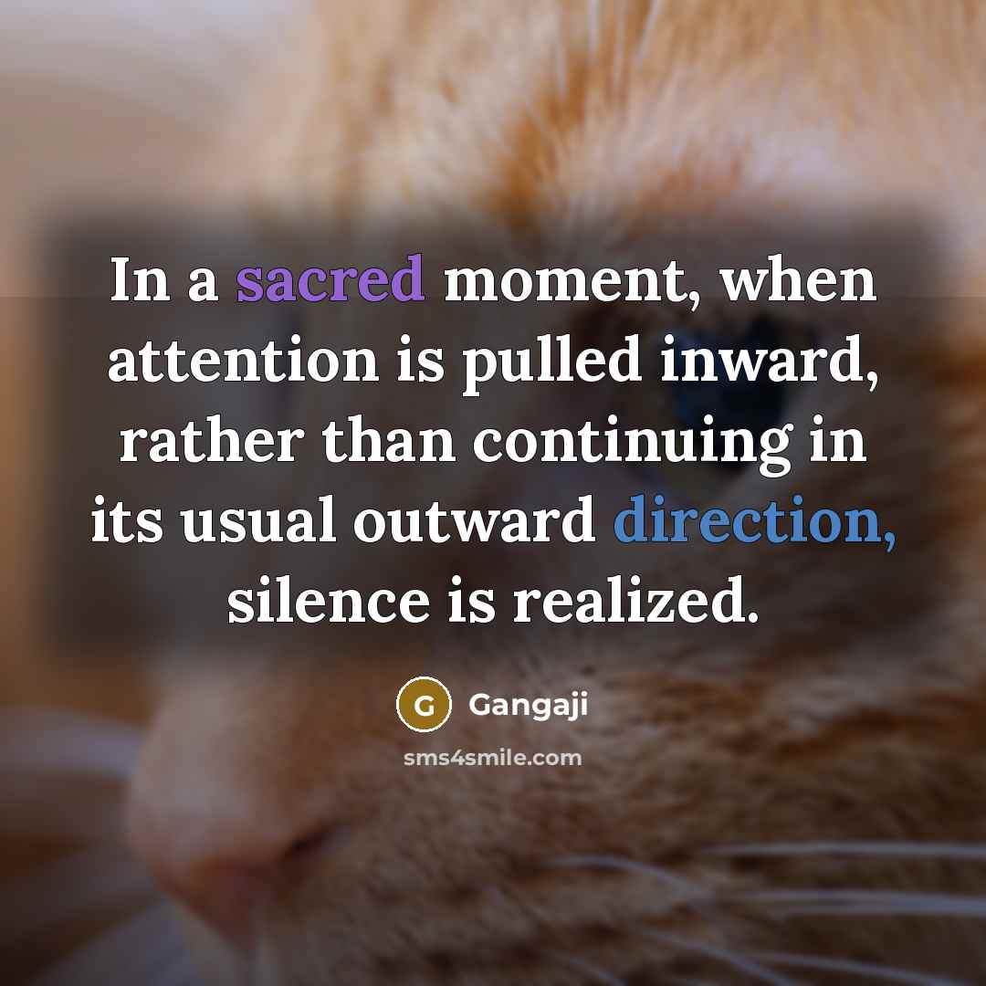 “In a sacred moment, when attention is pulled inward, rather than continuing in its usual outward direction, silence is realized.” quote by Gangaji