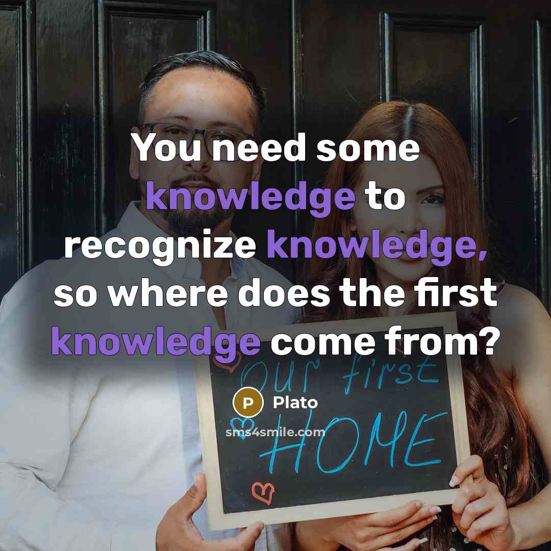 “You need some knowledge to recognize knowledge, so where does the first knowledge come from?” quote by Plato
