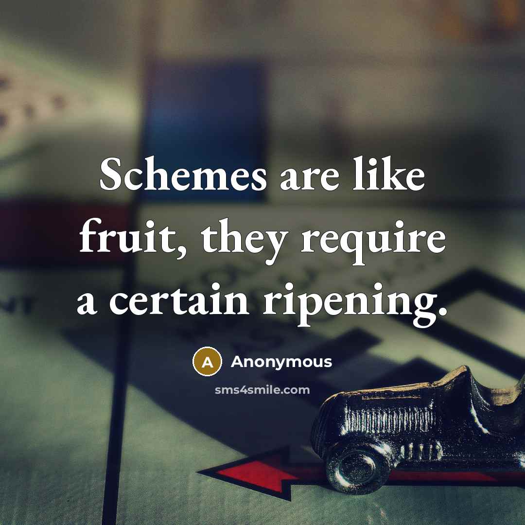 “Schemes are like fruit, they require a certain ripening.” quote by Anonymous