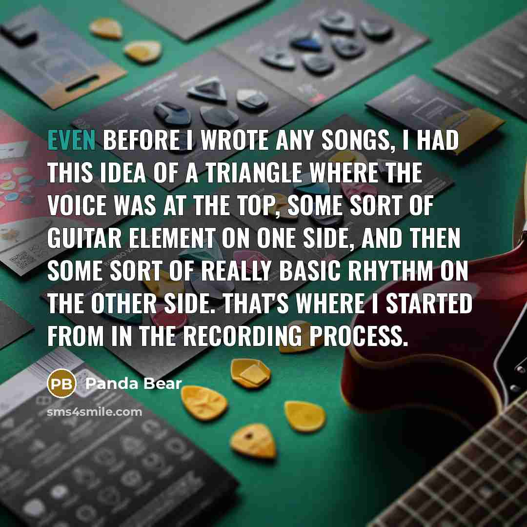 “Even before I wrote any songs, I had this idea of a triangle where the voice was at the top, some sort of guitar element on one side, and then some sort of really basic rhythm on the other side. That's where I started from in the recording process.” quote by Panda Bear