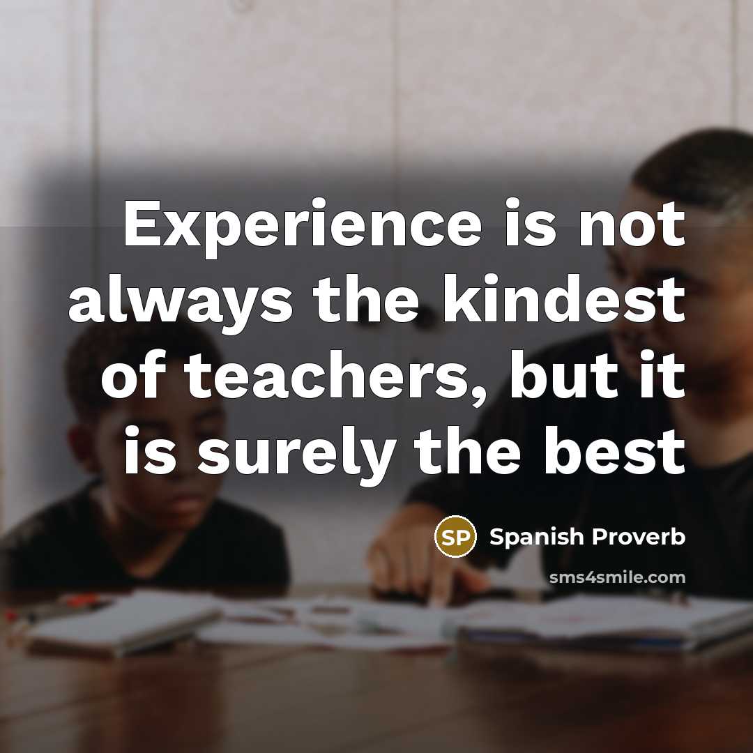 “Experience is not always the kindest of teachers, but it is surely the best” quote by Spanish Proverb