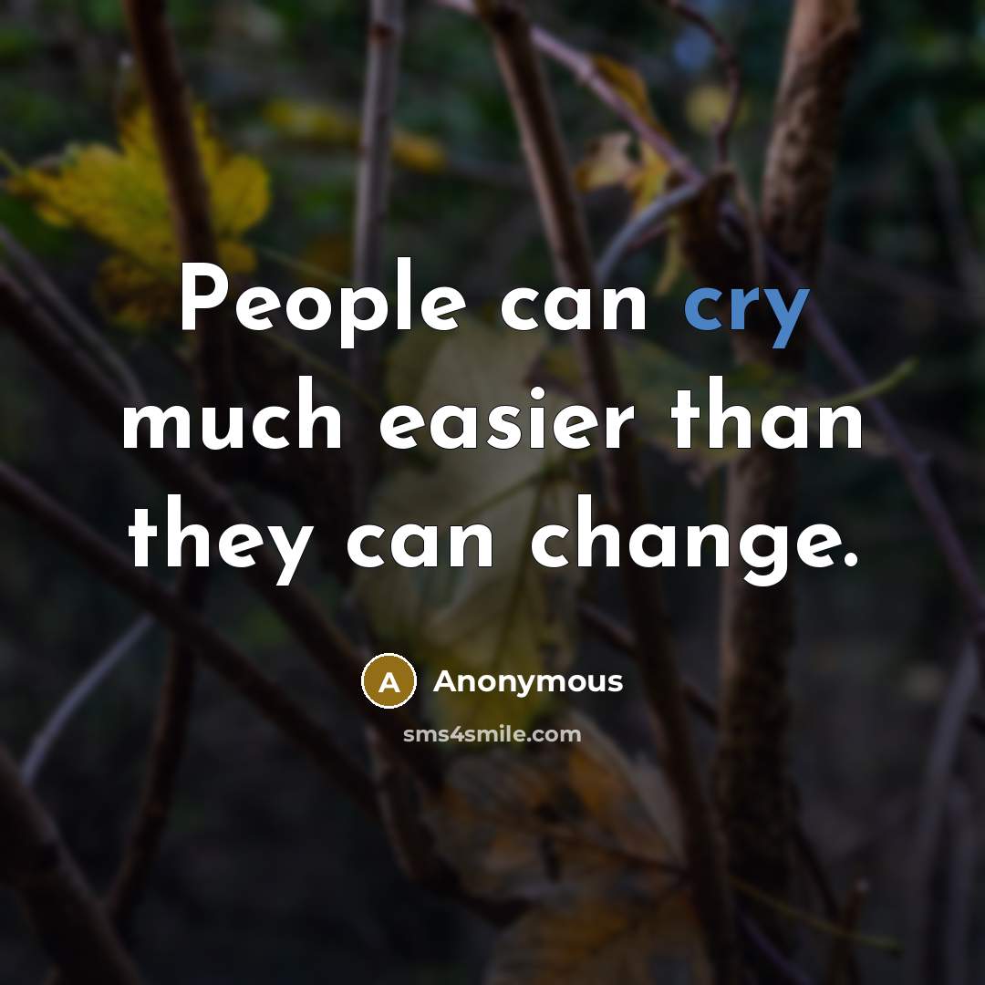 “People can cry much easier than they can change.” quote by Anonymous