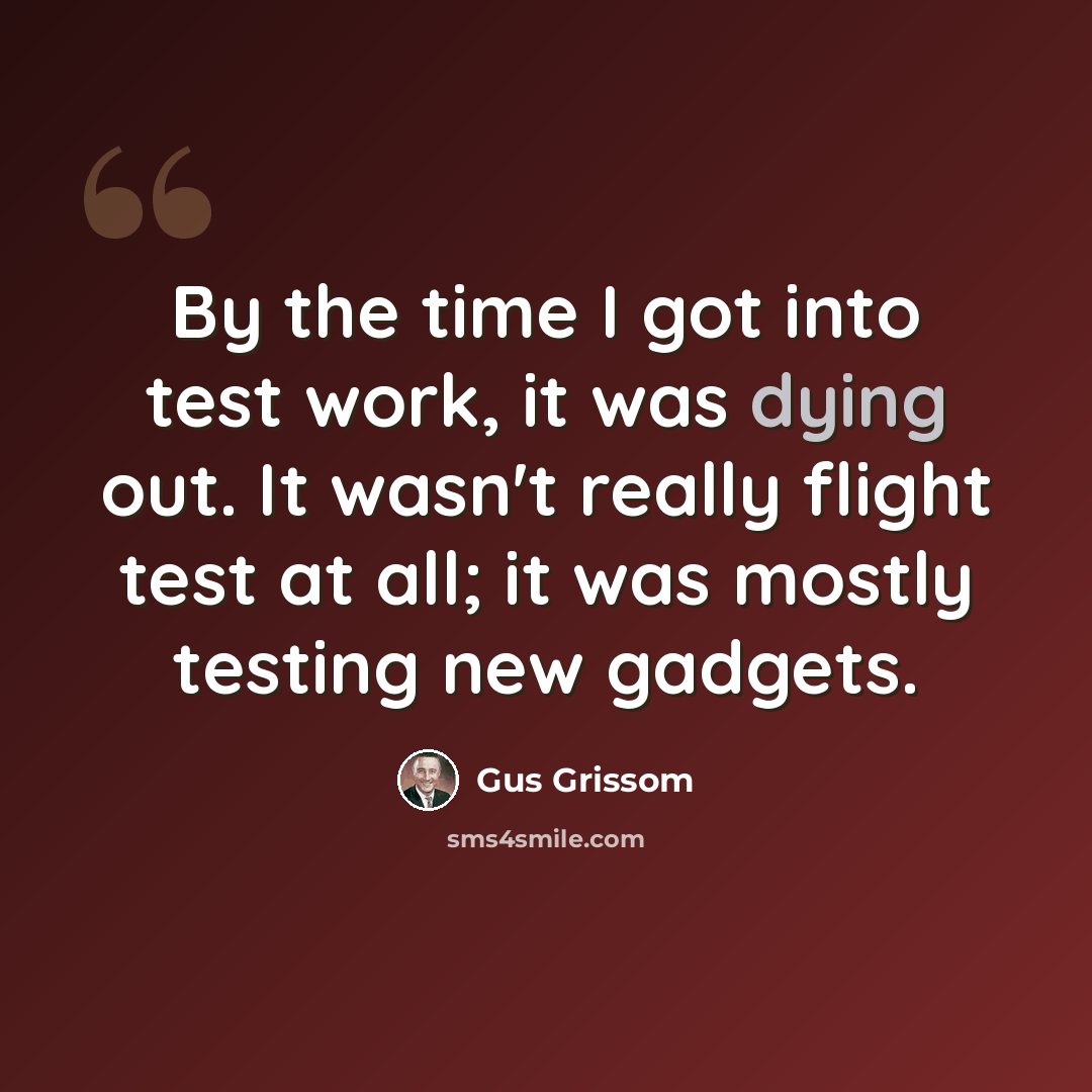 “By the time I got into test work, it was dying out. It wasn't really flight test at all; it was mostly testing new gadgets.” quote by Gus Grissom