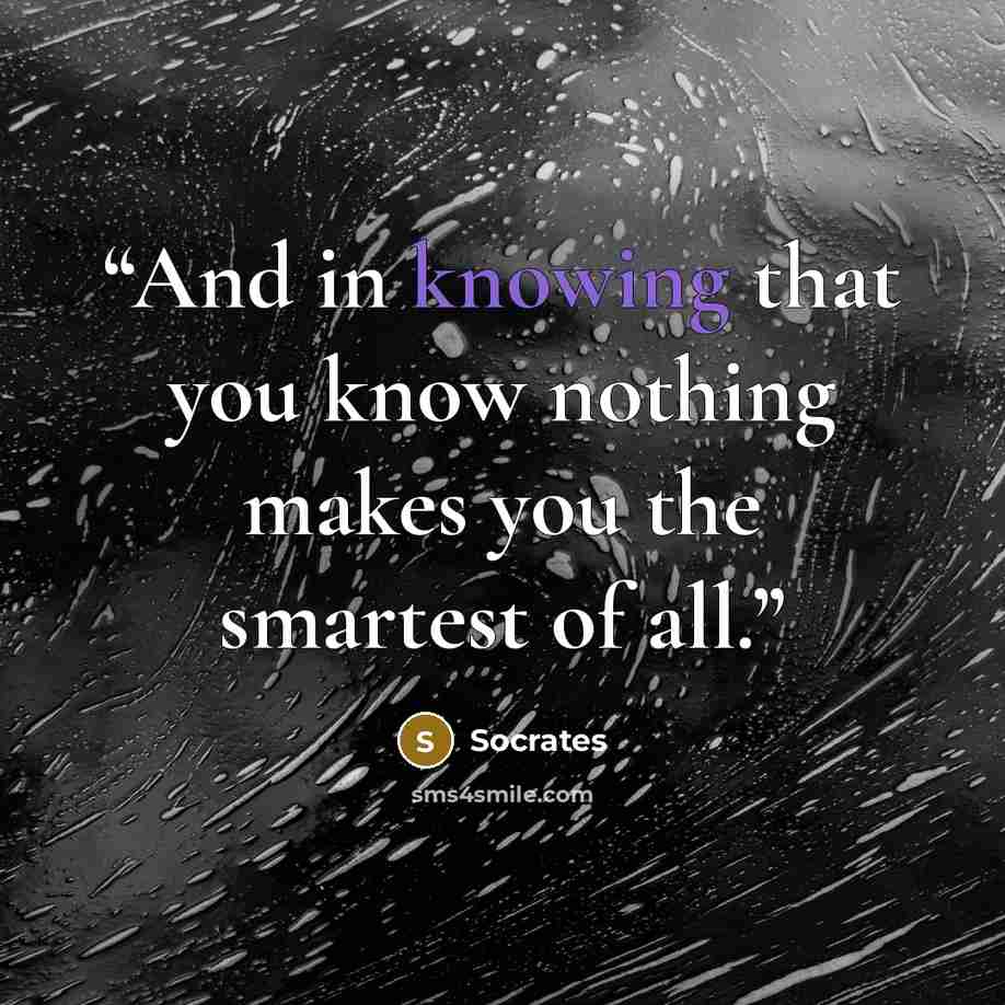 “And in knowing that you know nothing makes you the smartest of all.” quote by Socrates