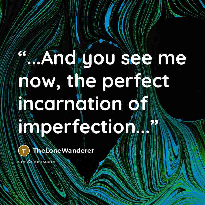 “...And you see me now, the perfect incarnation of imperfection...” quote by TheLoneWanderer