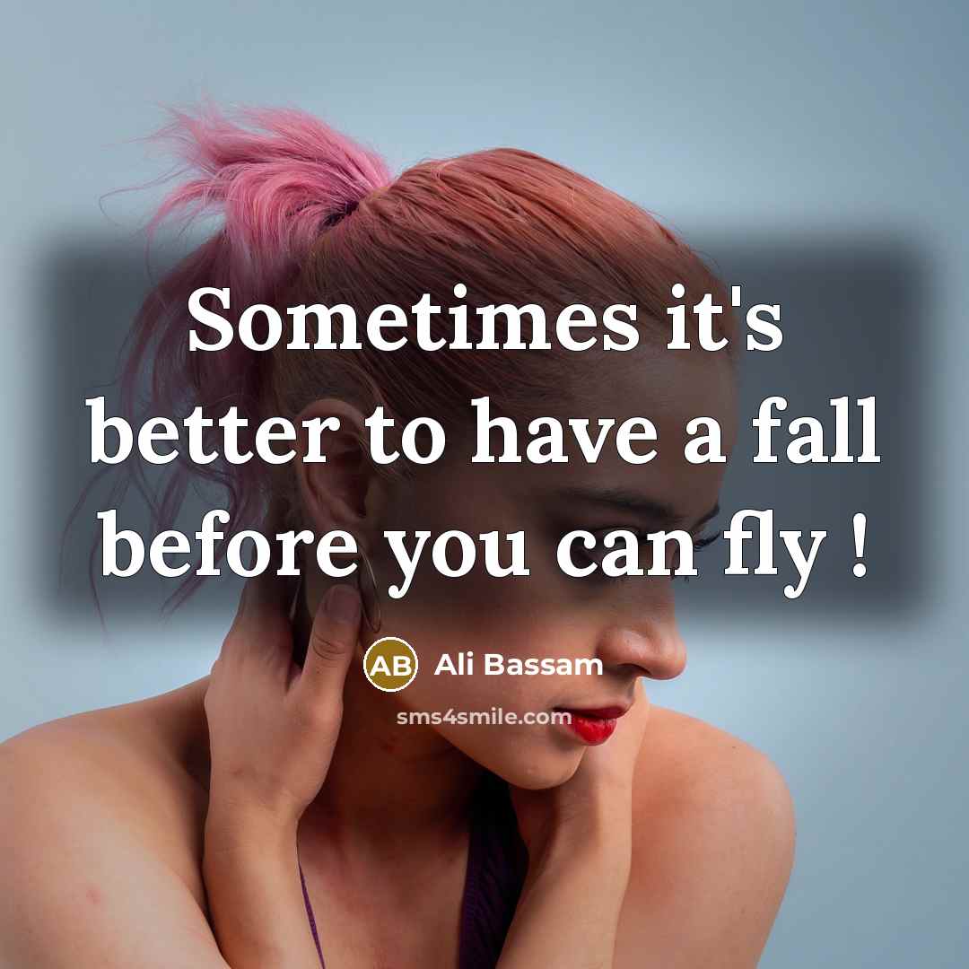 “Sometimes it's better to have a fall before you can fly !” quote by Ali Bassam
