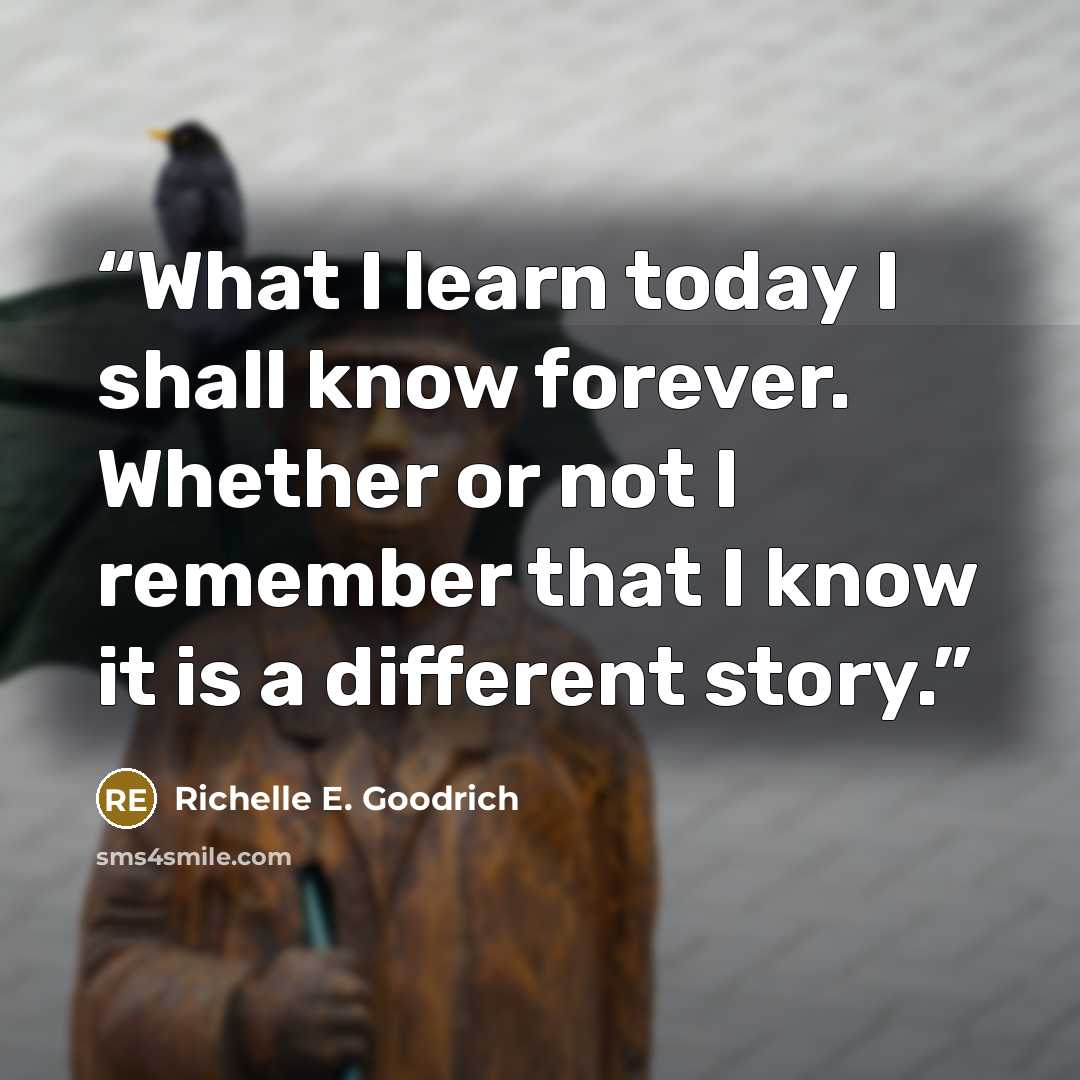 “What I learn today I shall know forever. Whether or not I remember that I know it is a different story.” quote by Richelle E. Goodrich