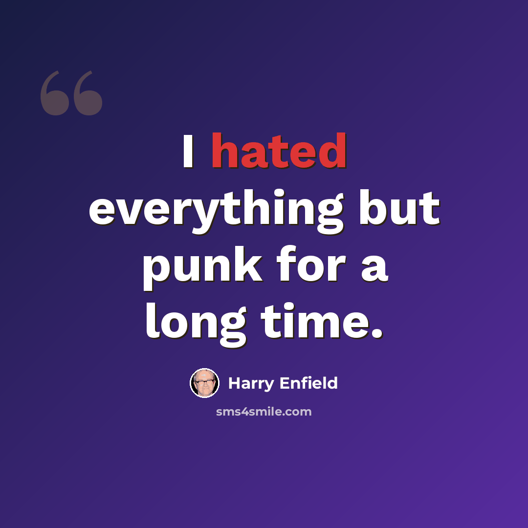 “I hated everything but punk for a long time.” quote by Harry Enfield