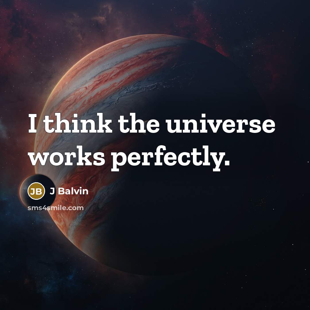 “I think the universe works perfectly.” quote by J Balvin