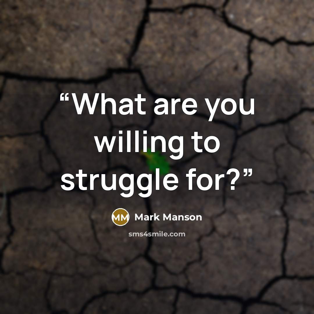 “What are you willing to struggle for?” quote by Mark Manson