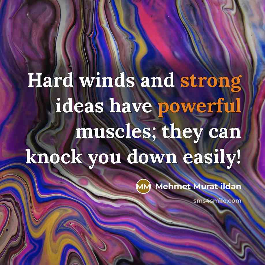 “Hard winds and strong ideas have powerful muscles; they can knock you down easily!” quote by Mehmet Murat Ildan