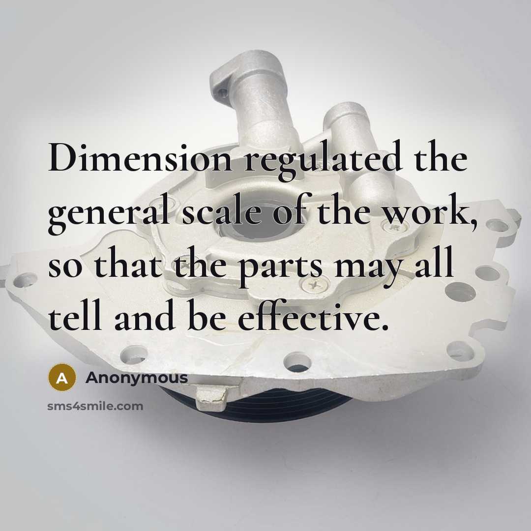 “Dimension regulated the general scale of the work, so that the parts may all tell and be effective.” quote by Anonymous