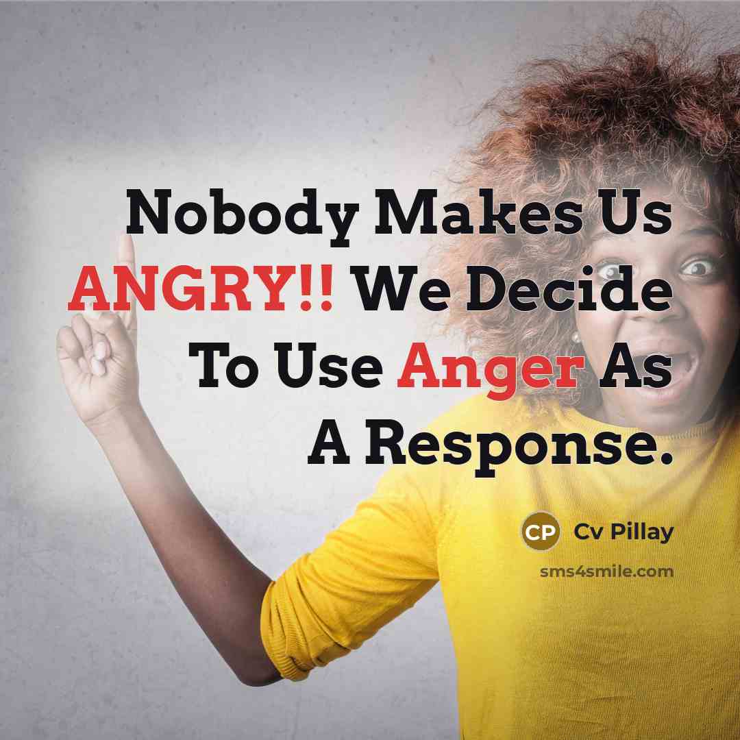 “Nobody Makes Us ANGRY!! We Decide To Use Anger As A Response.” quote by Cv Pillay