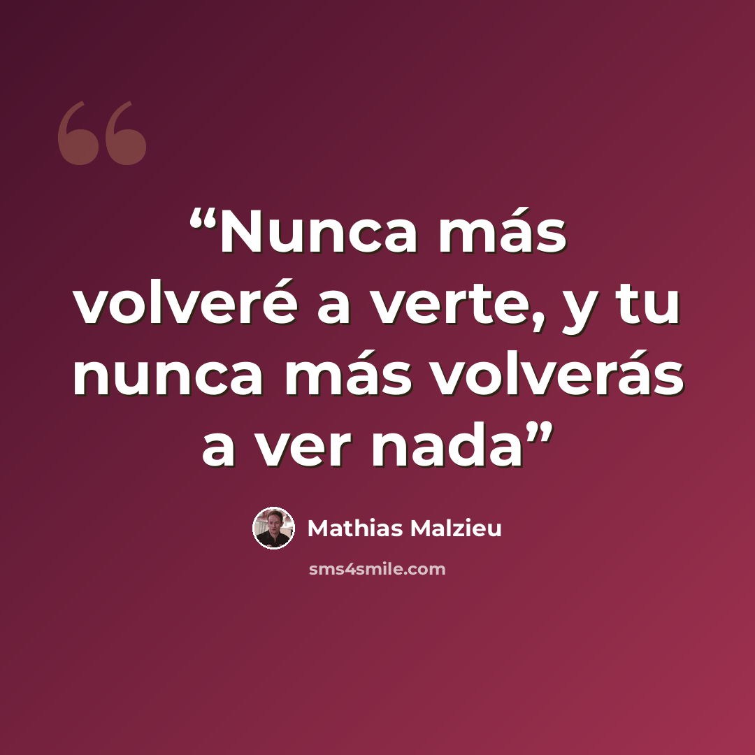 “Nunca más volveré a verte, y tu nunca más volverás a ver nada” quote by Mathias Malzieu