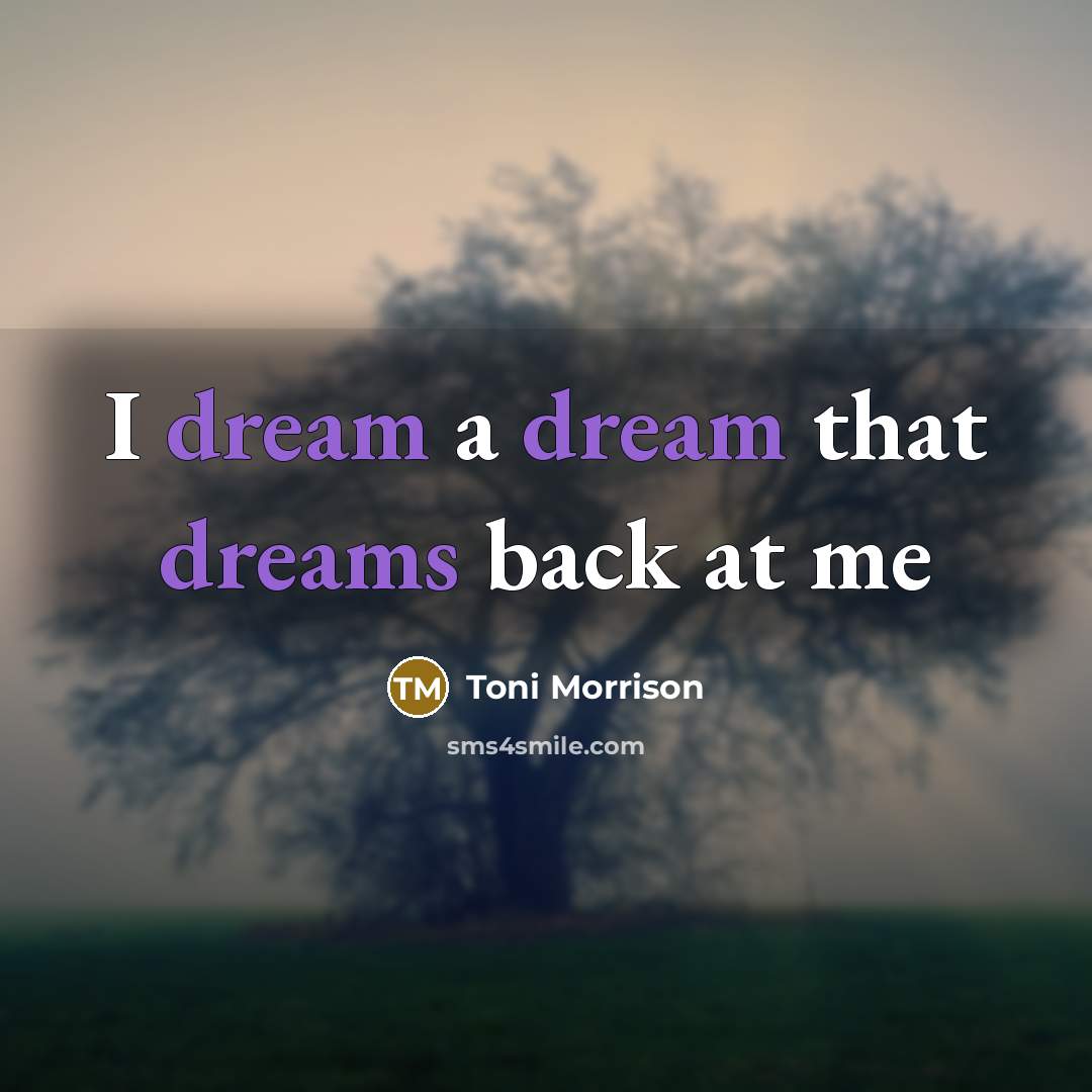 “I dream a dream that dreams back at me” quote by Toni Morrison