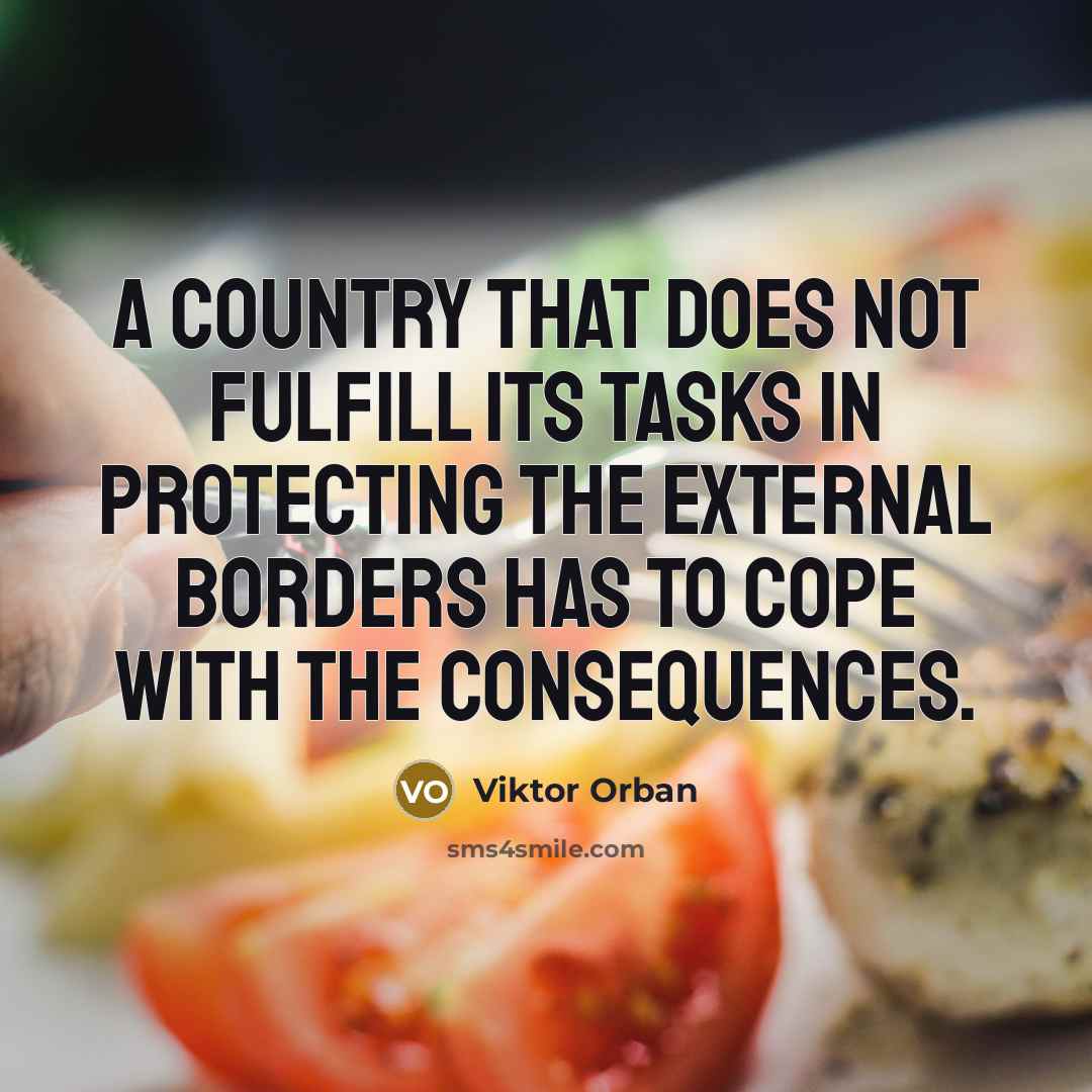 “A country that does not fulfill its tasks in protecting the external borders has to cope with the consequences.” quote by Viktor Orban