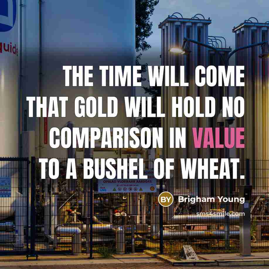 “The time will come that gold will hold no comparison in value to a bushel of wheat.” quote by Brigham Young