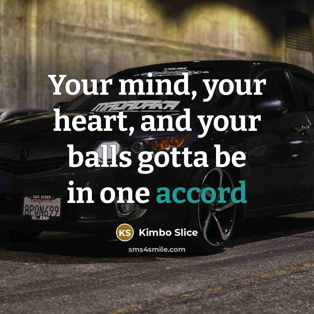 “Your mind, your heart, and your balls gotta be in one accord” quote by Kimbo Slice