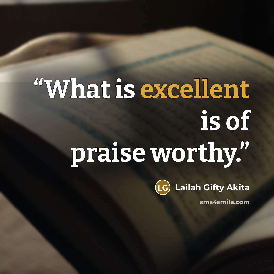 “What is excellent is of praise worthy.” quote by Lailah Gifty Akita