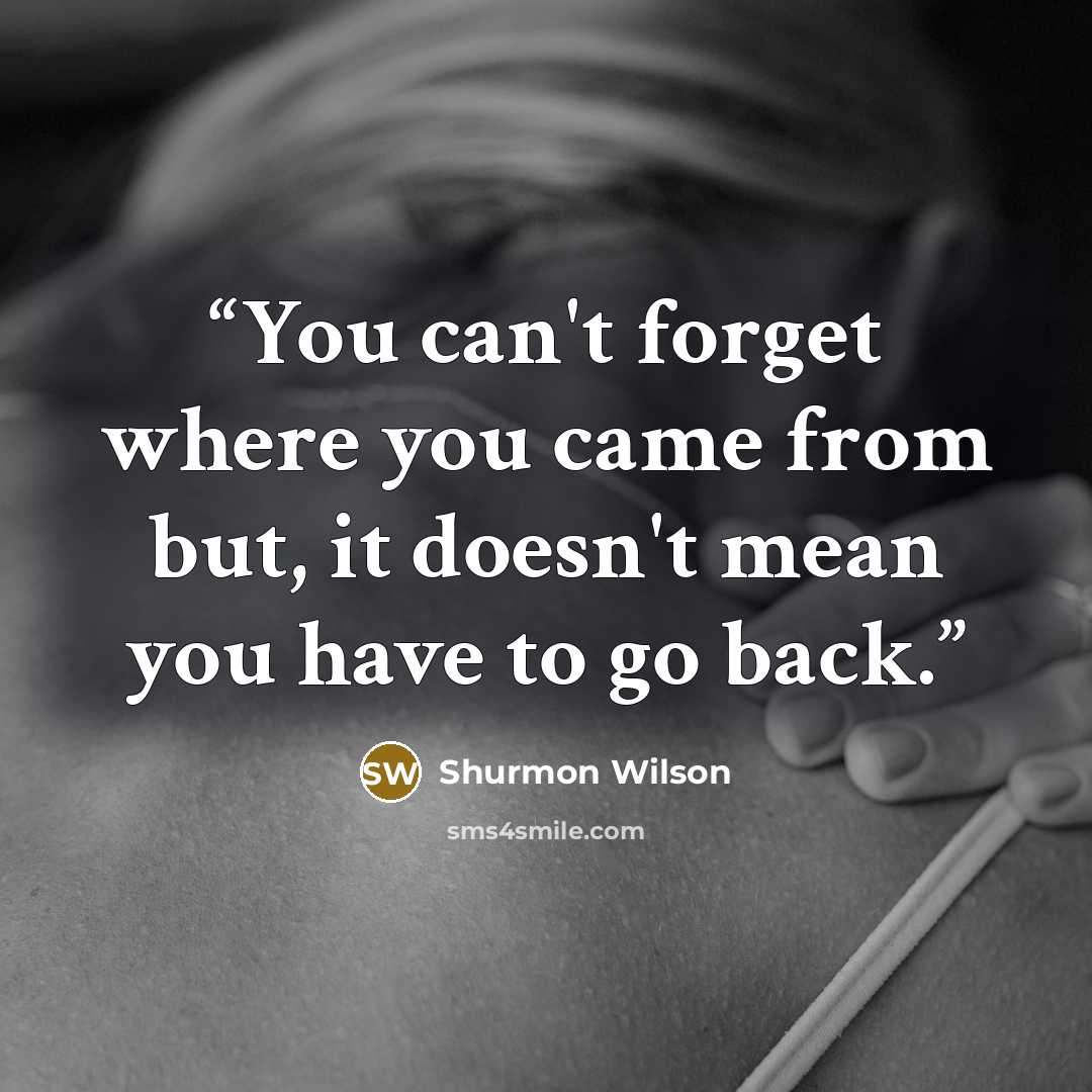“You can't forget where you came from but, it doesn't mean you have to go back.” quote by Shurmon Wilson