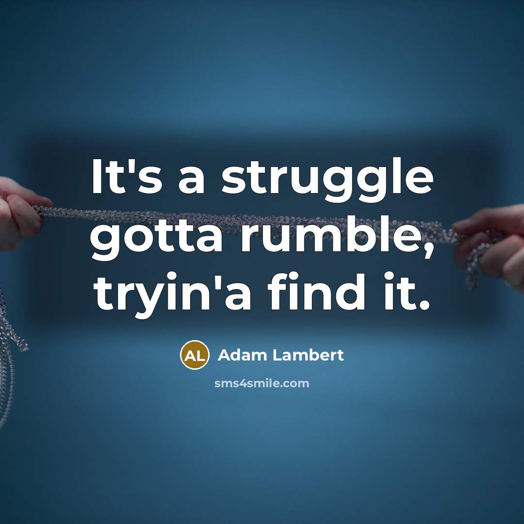 “It's a struggle gotta rumble, tryin'a find it.” quote by Adam Lambert