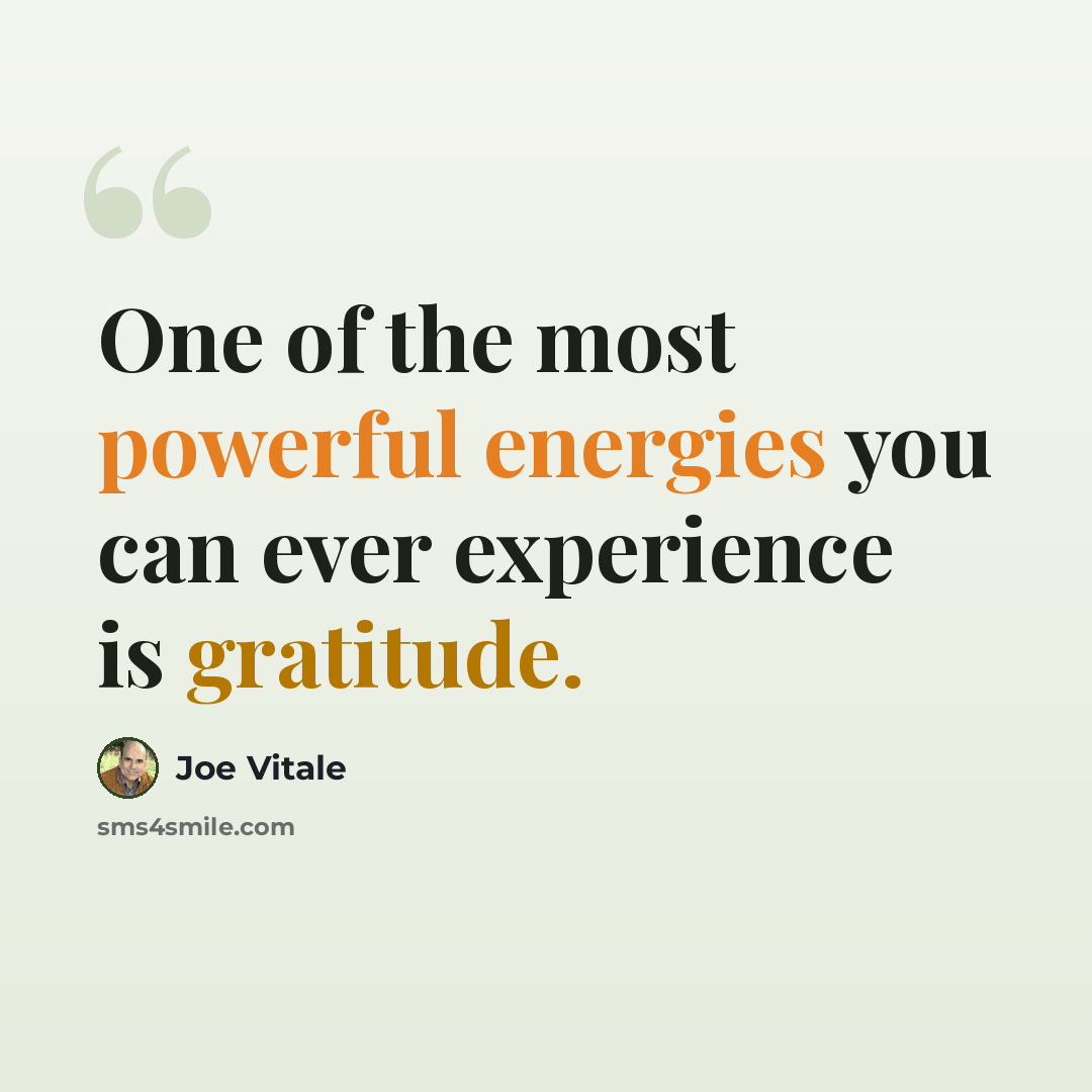 “One of the most powerful energies you can ever experience is gratitude.” quote by Joe Vitale