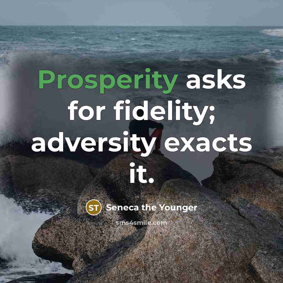 “Prosperity asks for fidelity; adversity exacts it.” quote by Seneca the Younger