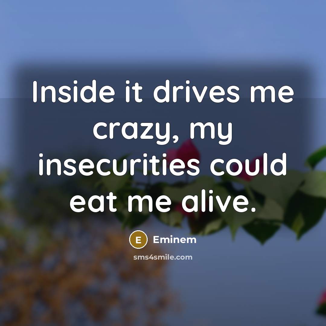 “Inside it drives me crazy, my insecurities could eat me alive.” quote by Eminem