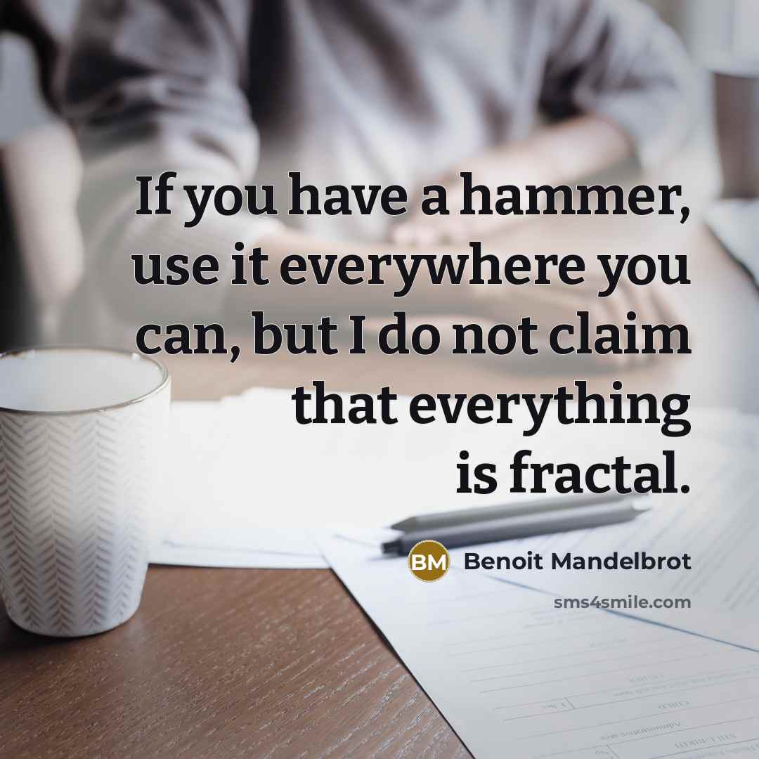 “If you have a hammer, use it everywhere you can, but I do not claim that everything is fractal.” quote by Benoit Mandelbrot