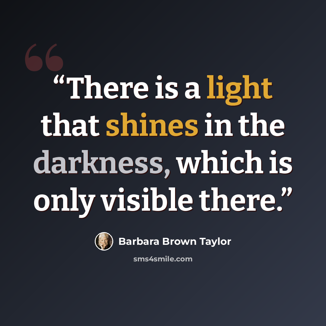 “There is a light that shines in the darkness, which is only visible there.” quote by Barbara Brown Taylor